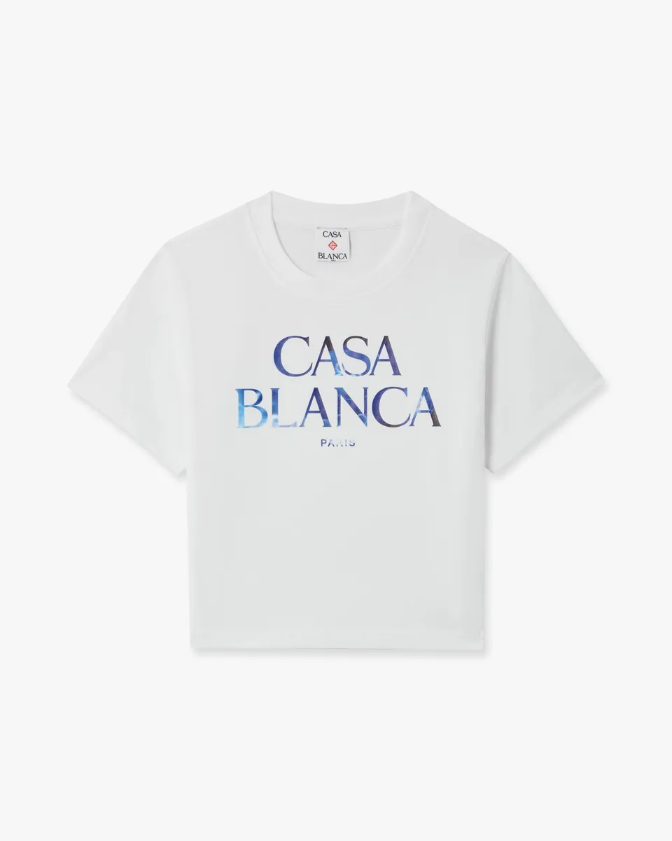 Casablanca Meduse T-Shirt donna bianca cropped cotone
