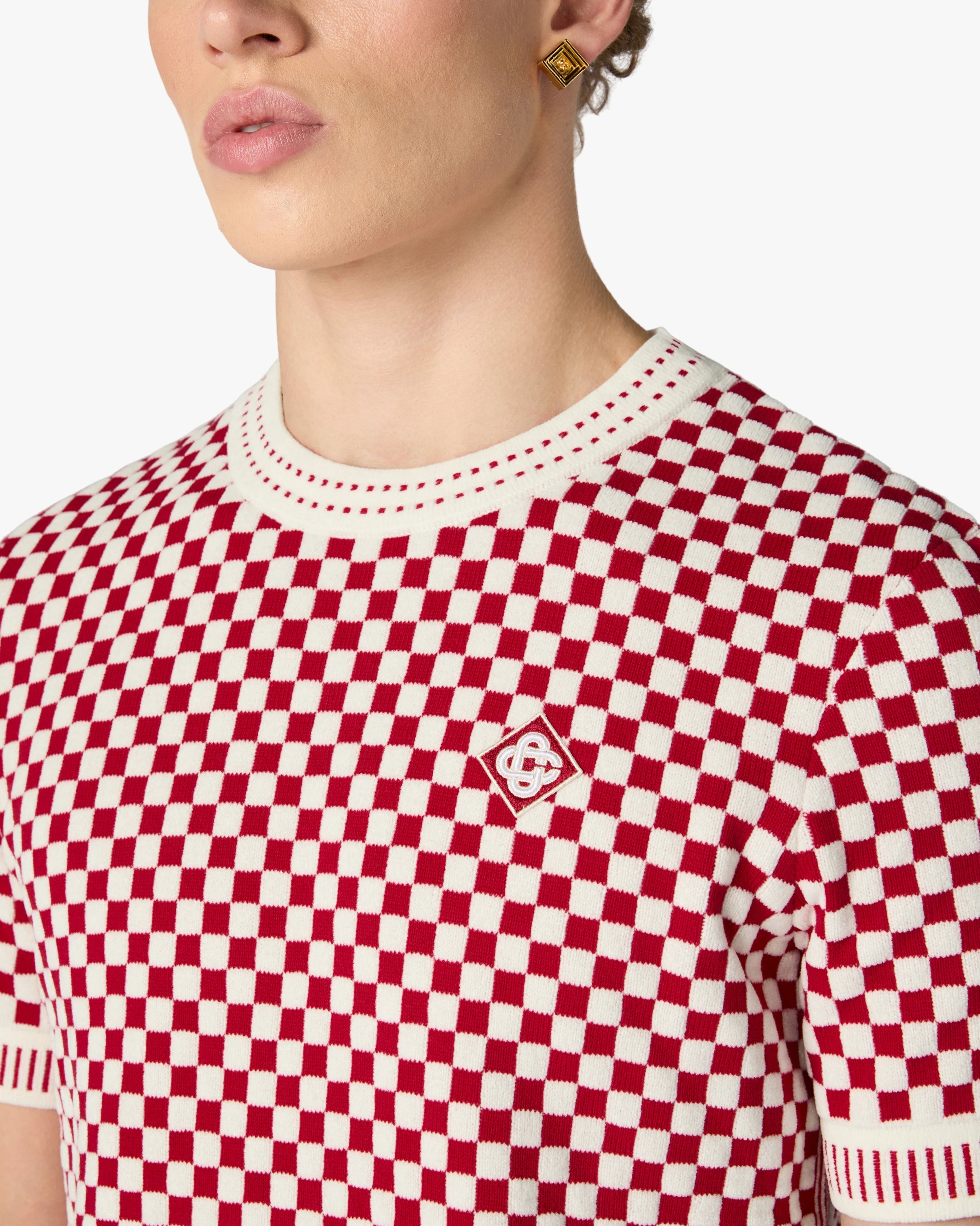 Casablanca Check maglietta quadri rossi cotone