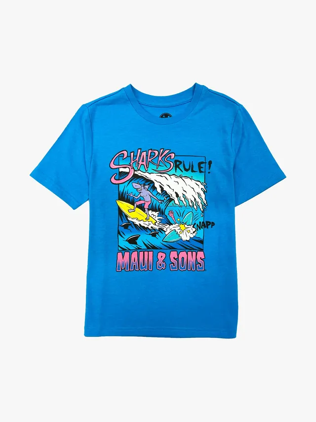 Maui and Sons Sharks Rule t-shirt bambino blu cotone
