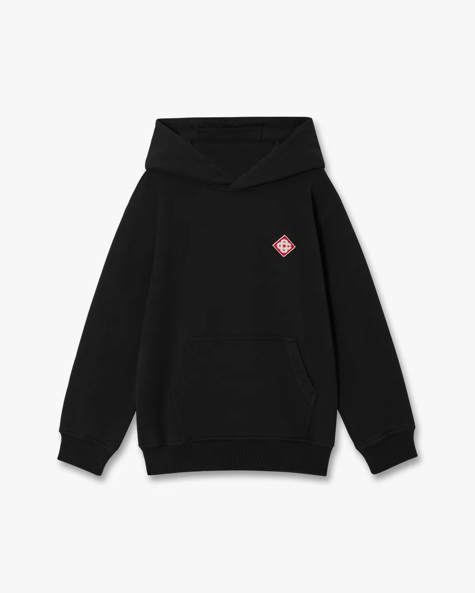Casablanca Diamond Logo felpa cappuccio nera bambino cotone