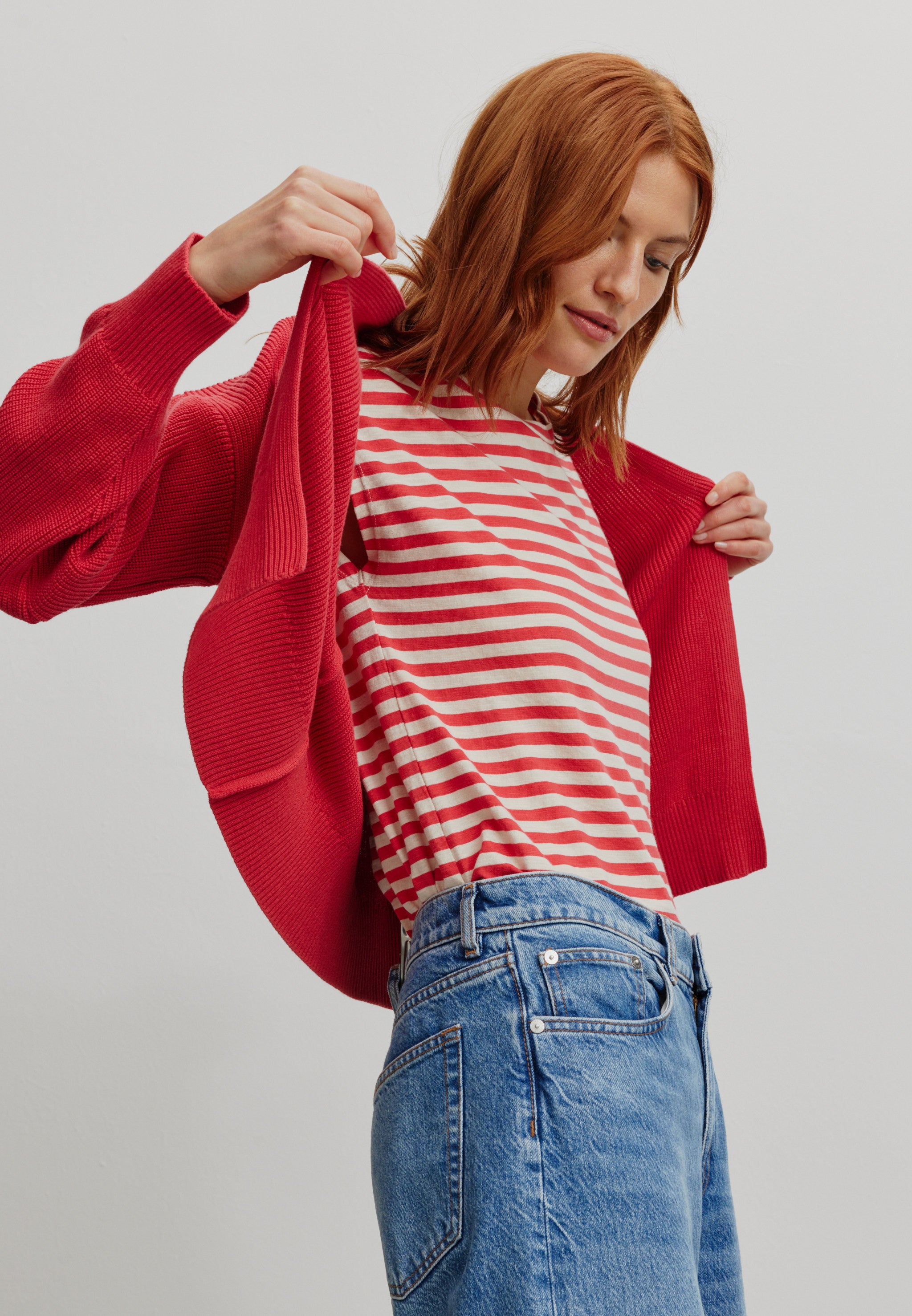 Recolution Moringa cardigan cotone bio rosso comodo