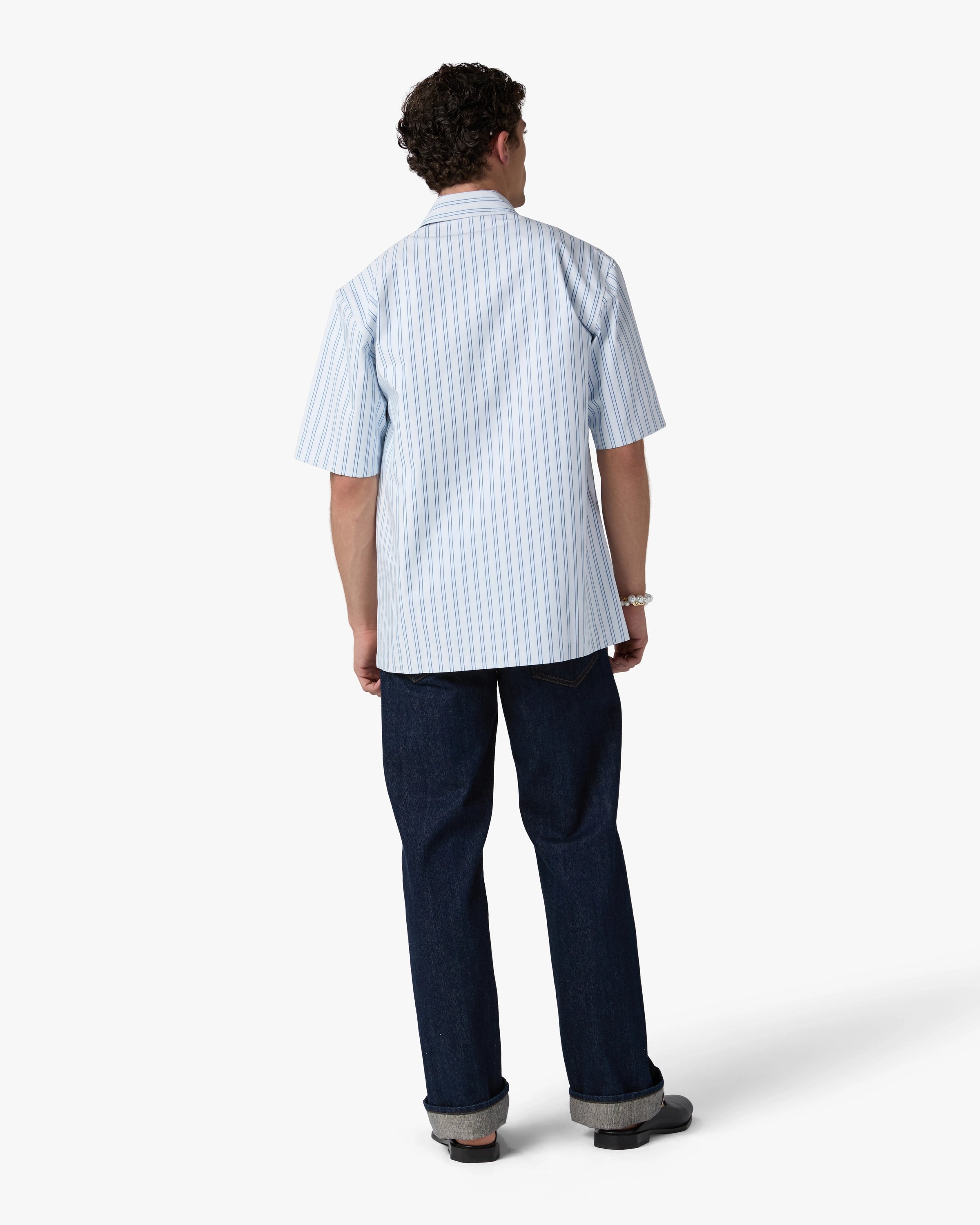 Casablanca Striped camicia uomo bianco blu zip