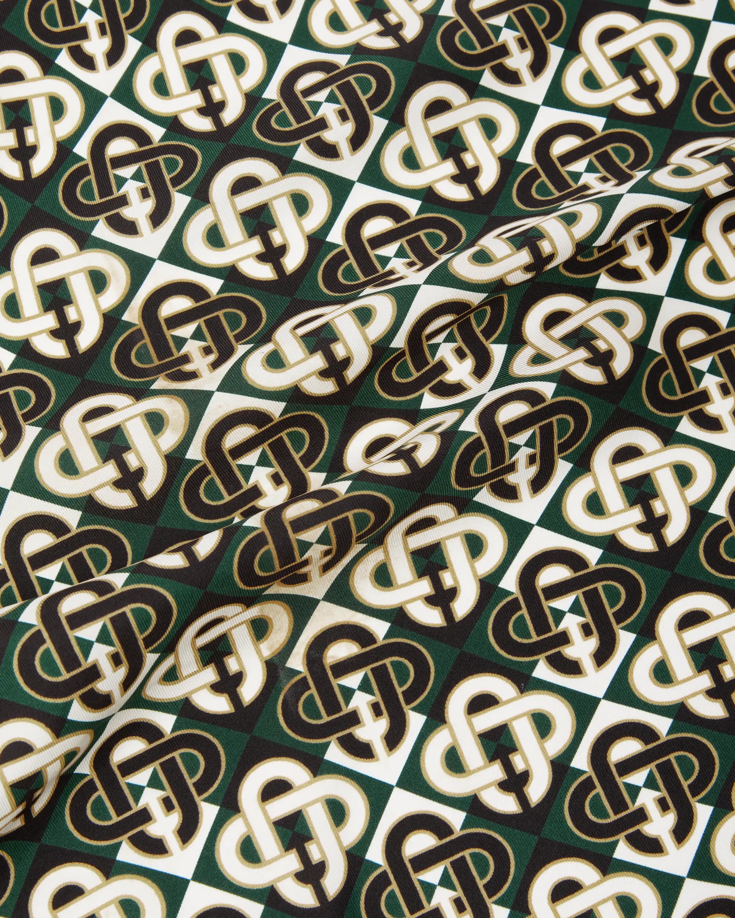 Casablanca Check Monogram foulard seta verde blu 52x52