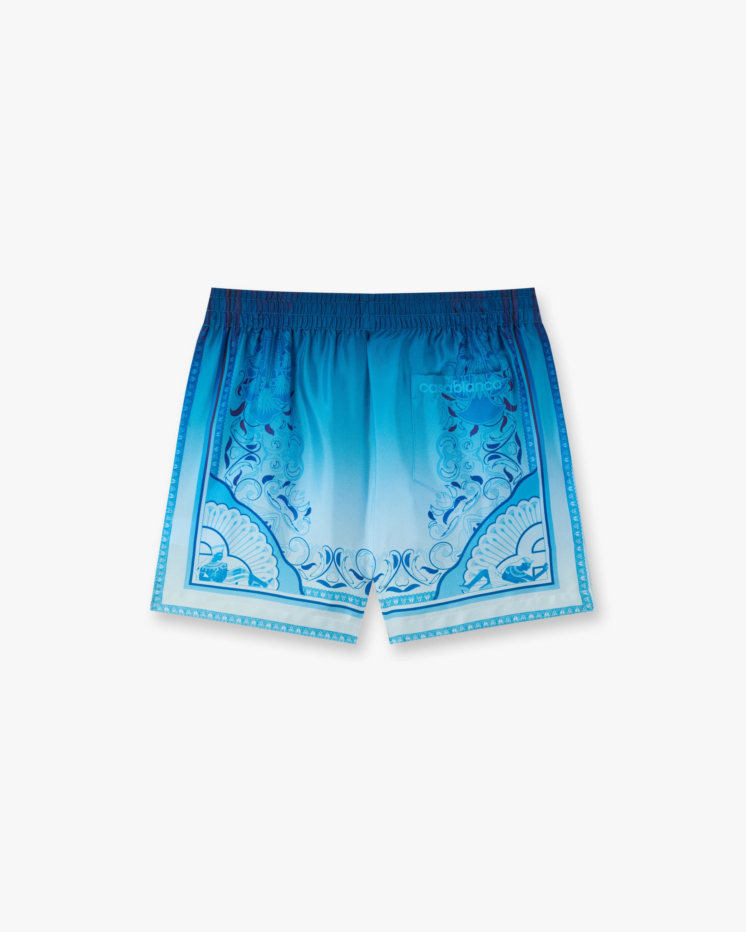 Casablanca Egyptian Rug pantaloncini seta blu sfumato
