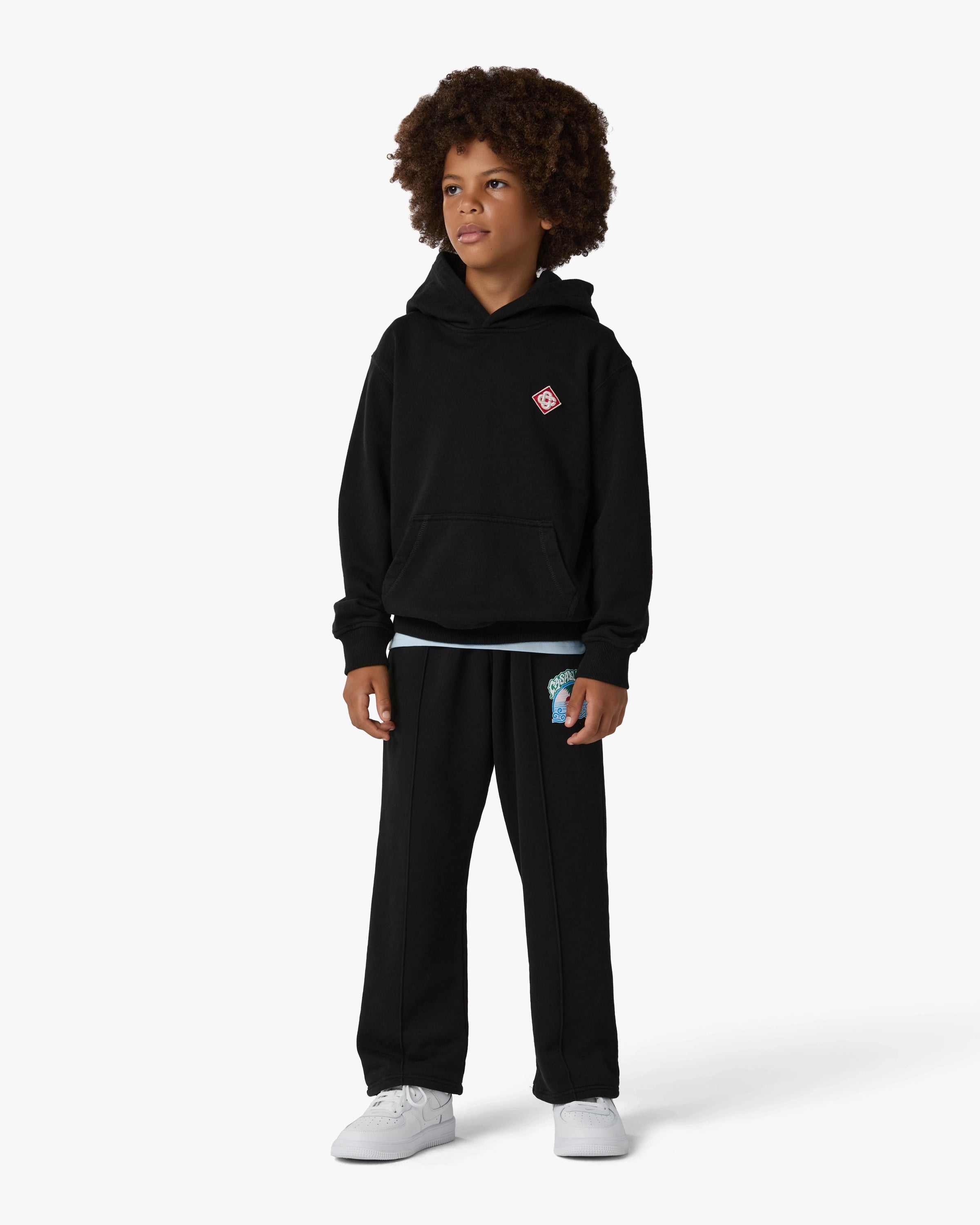 Casablanca Diamond Logo felpa cappuccio nera bambino cotone