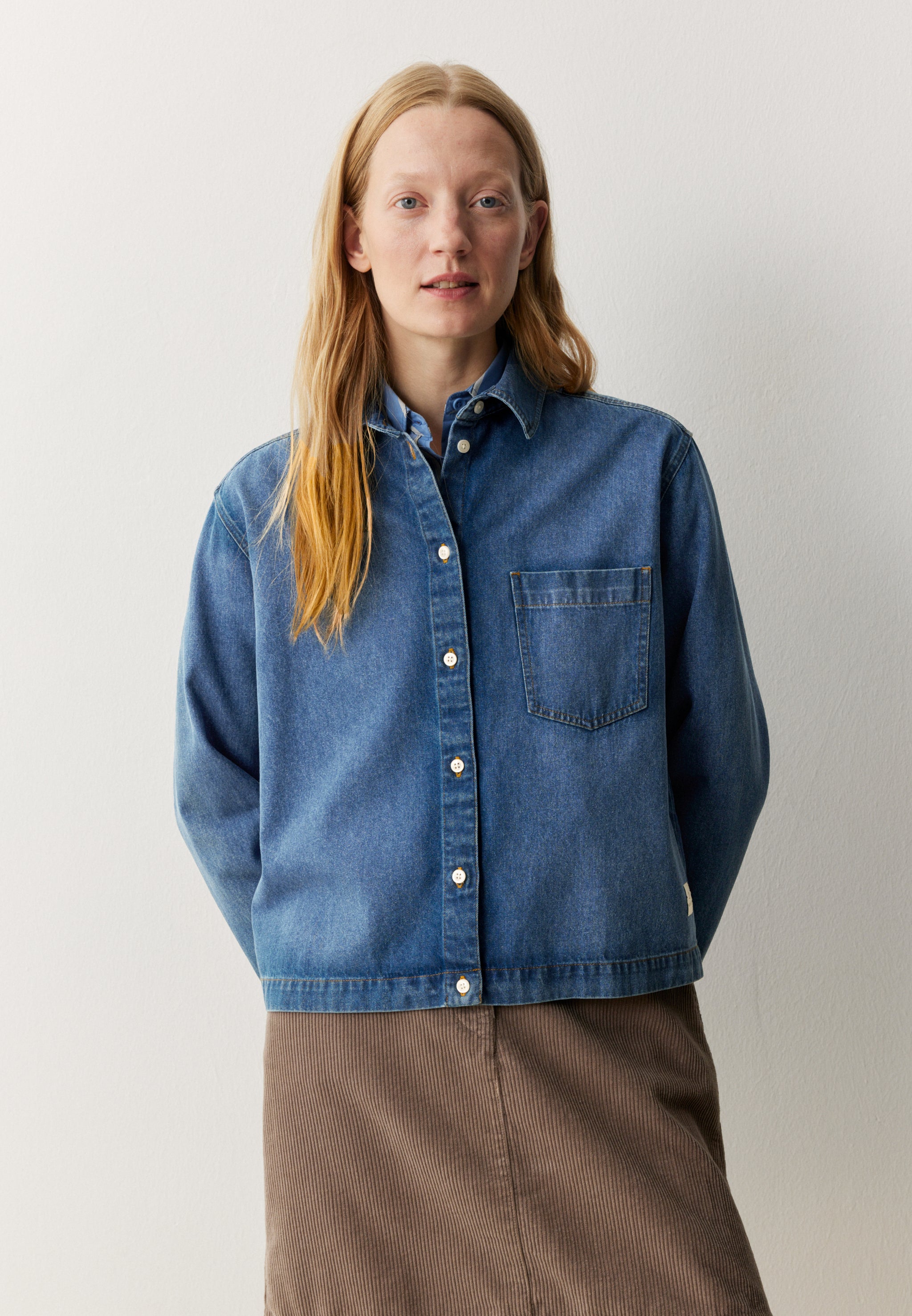 Recolution Poppy overshirt donna blu cotone bio