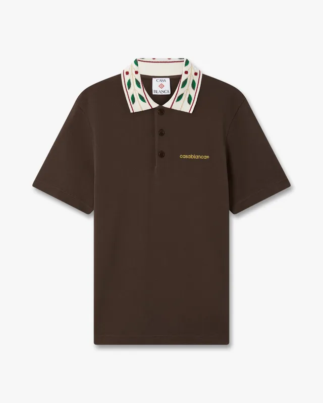Casablanca Laurel polo marrone in piqué cotone bio
