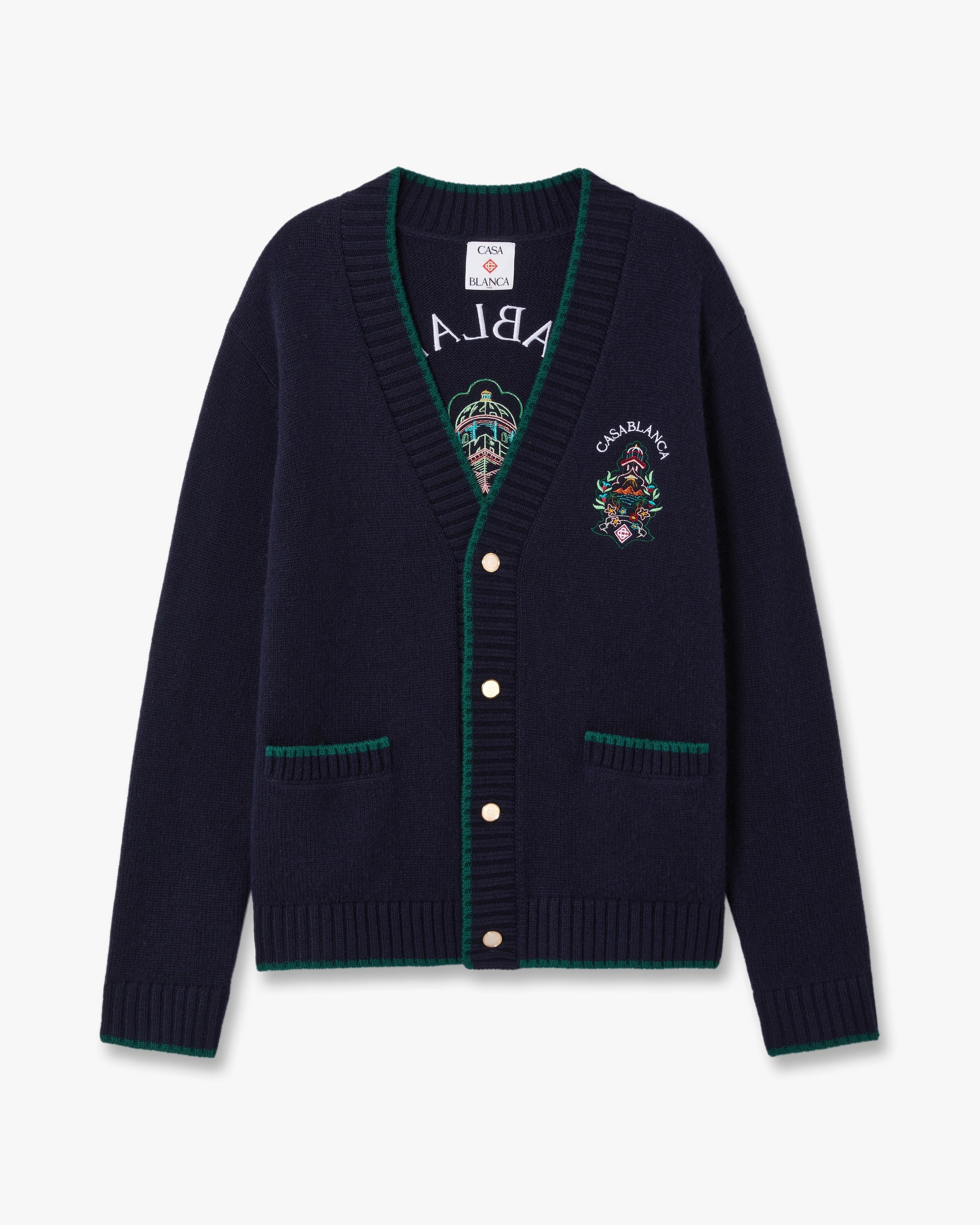 Casablanca Hotel Emblem cardigan lana blu navy taglia M