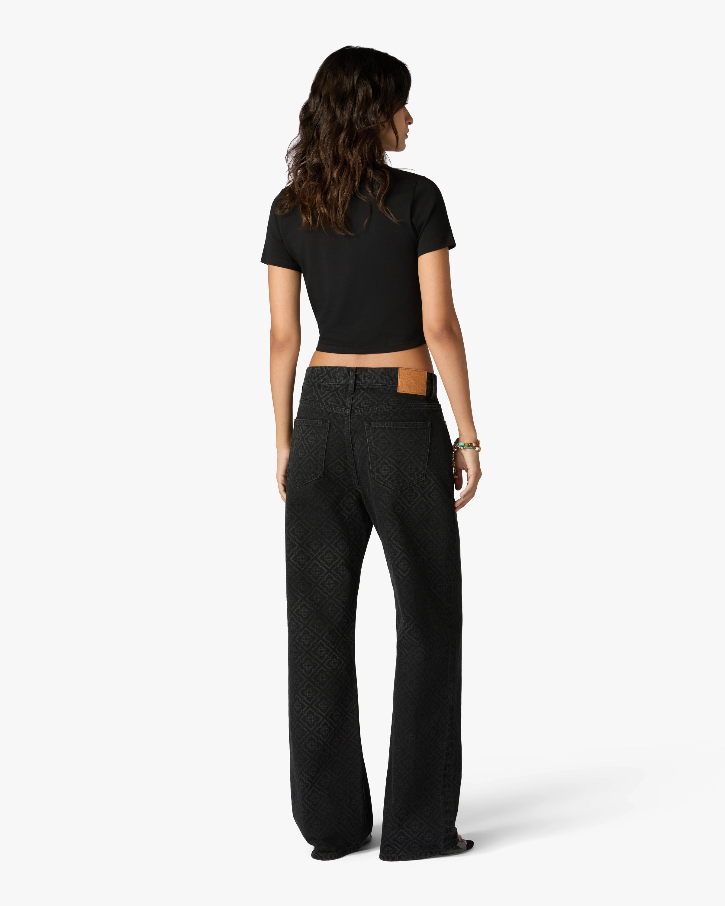 Casablanca Logo Cropped t-shirt nera cotone pima