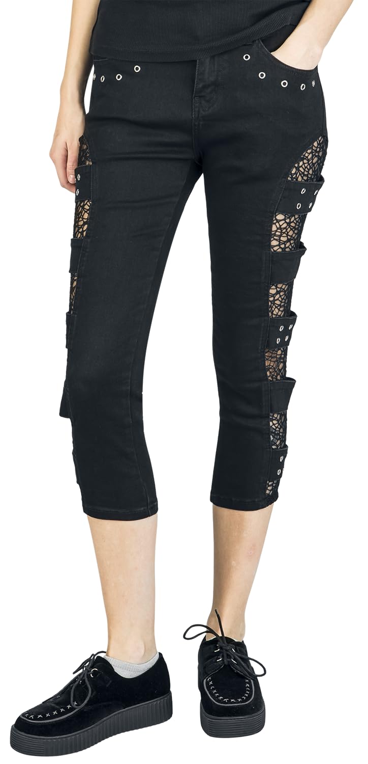 Gothicana by EMP pantaloncini 3/4 denim neri rete 30