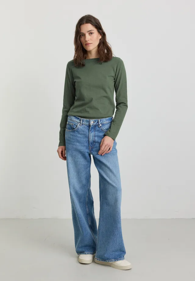 Recolution Iris maglia manica lunga kaki cotone bio
