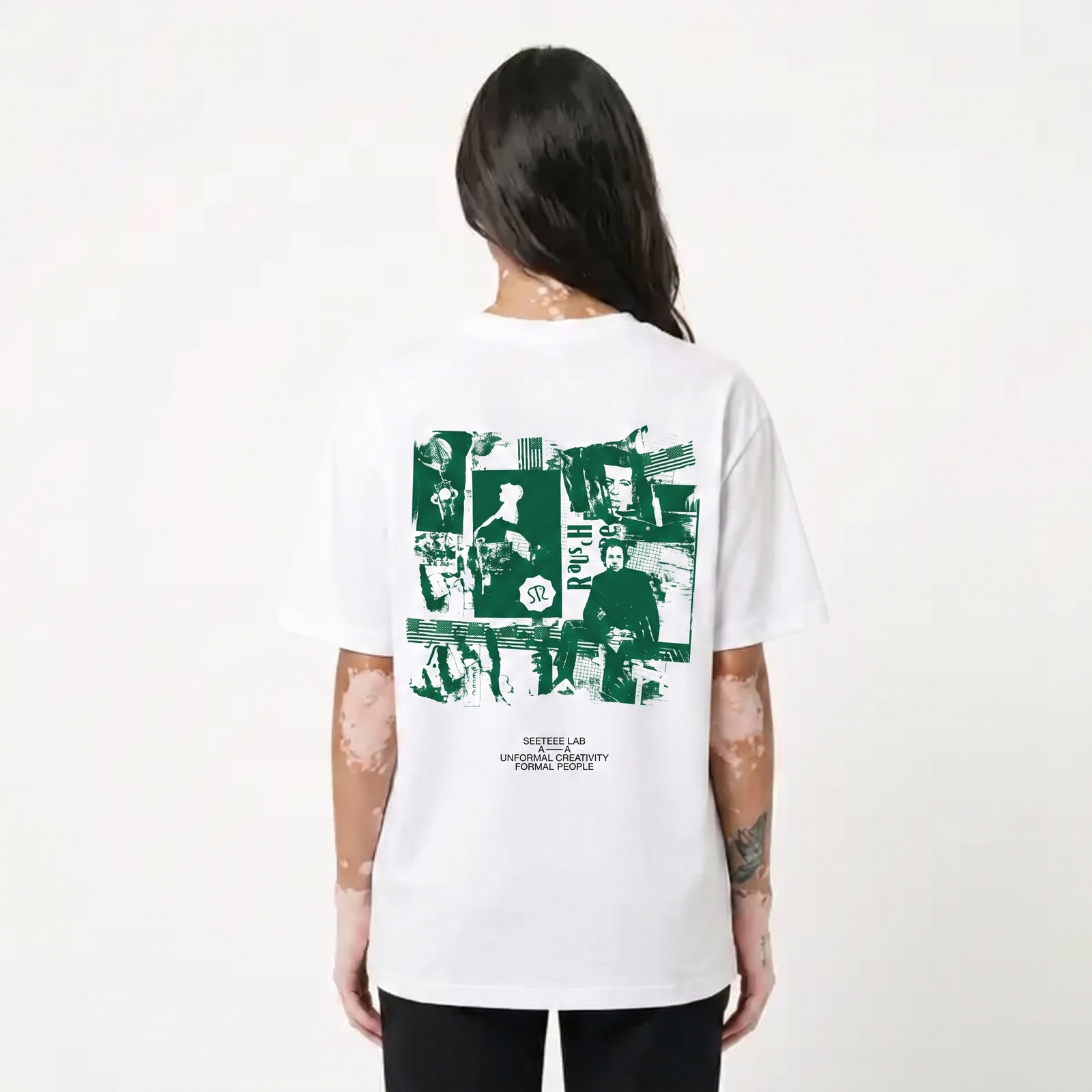 Seetees Rauschenberg Green t-shirt stampa verde