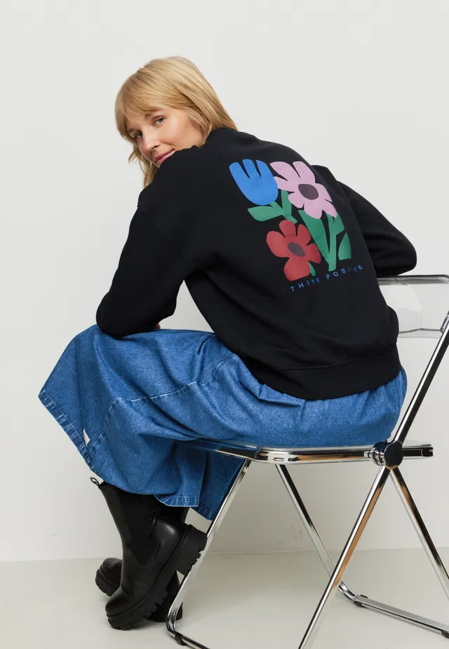 Recolution Nerine Think Positive felpa donna nera bio