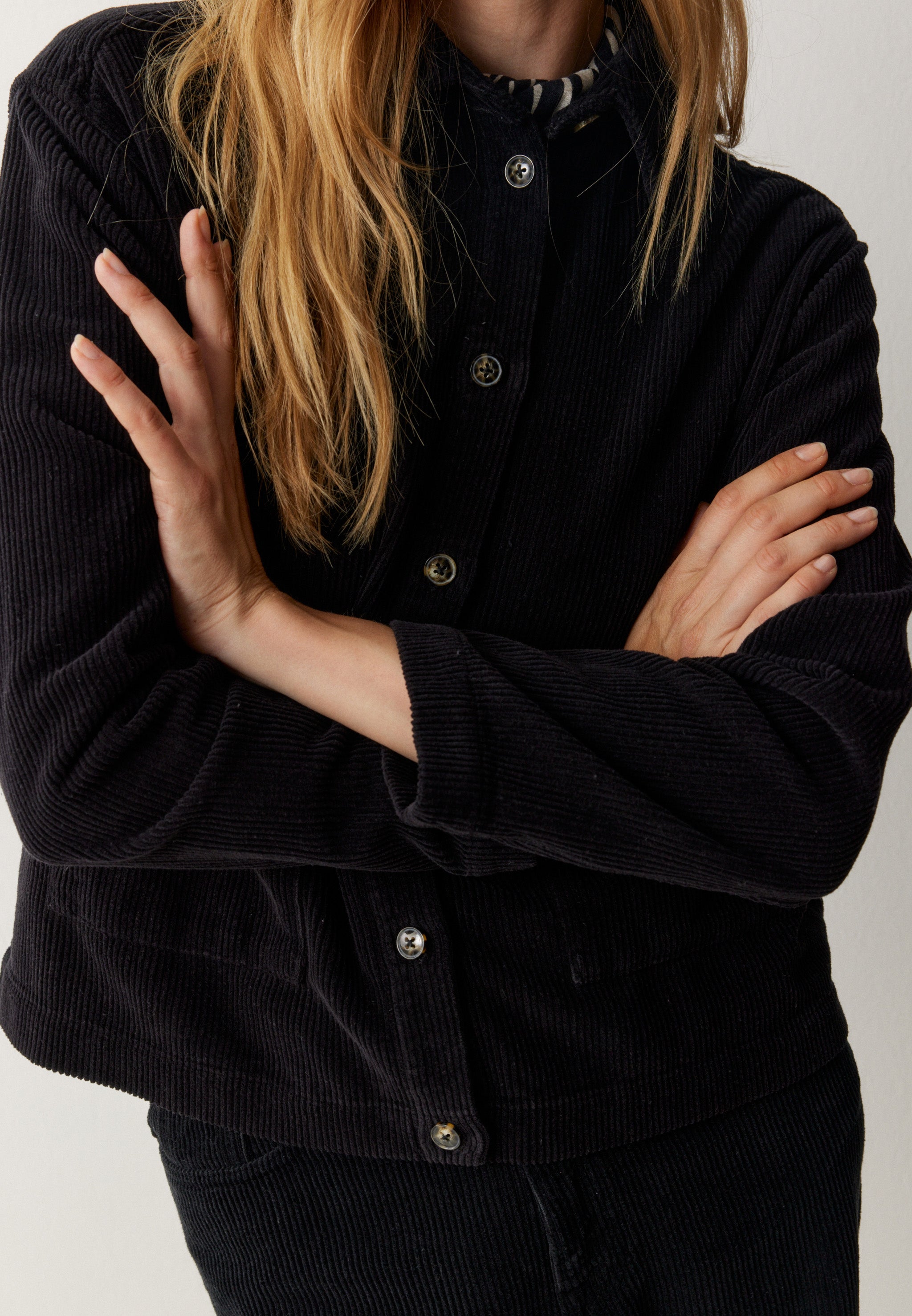 Recolution Rhodea overshirt nera black cotone effetto cord