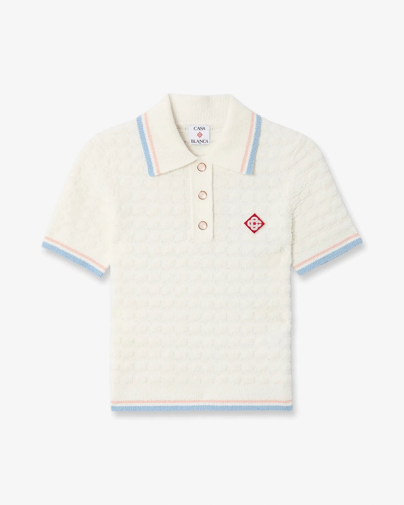 Casablanca Tennis polo donna bianca bouclé manica corta