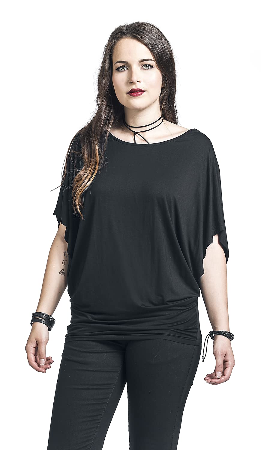 Gothicana by EMP t-shirt nera pizzo cotone
