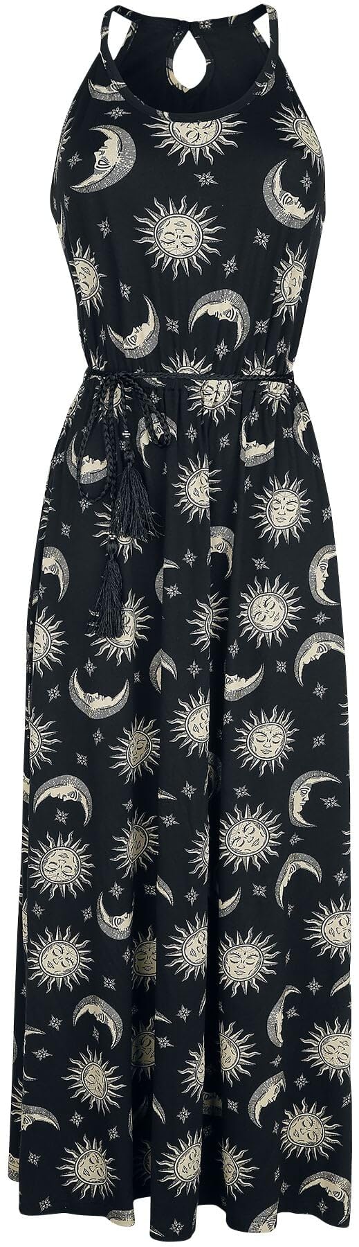 Gothicana by EMP maxi abito donna nero sole luna stelle