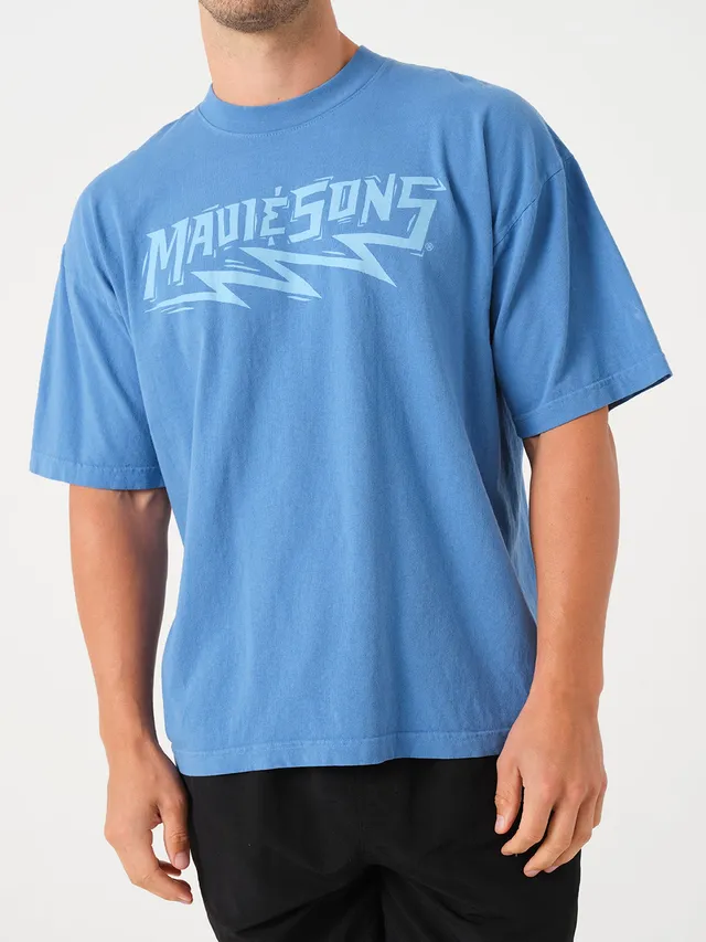 Maui and Sons Shocker t-shirt blu luna cotone pesante