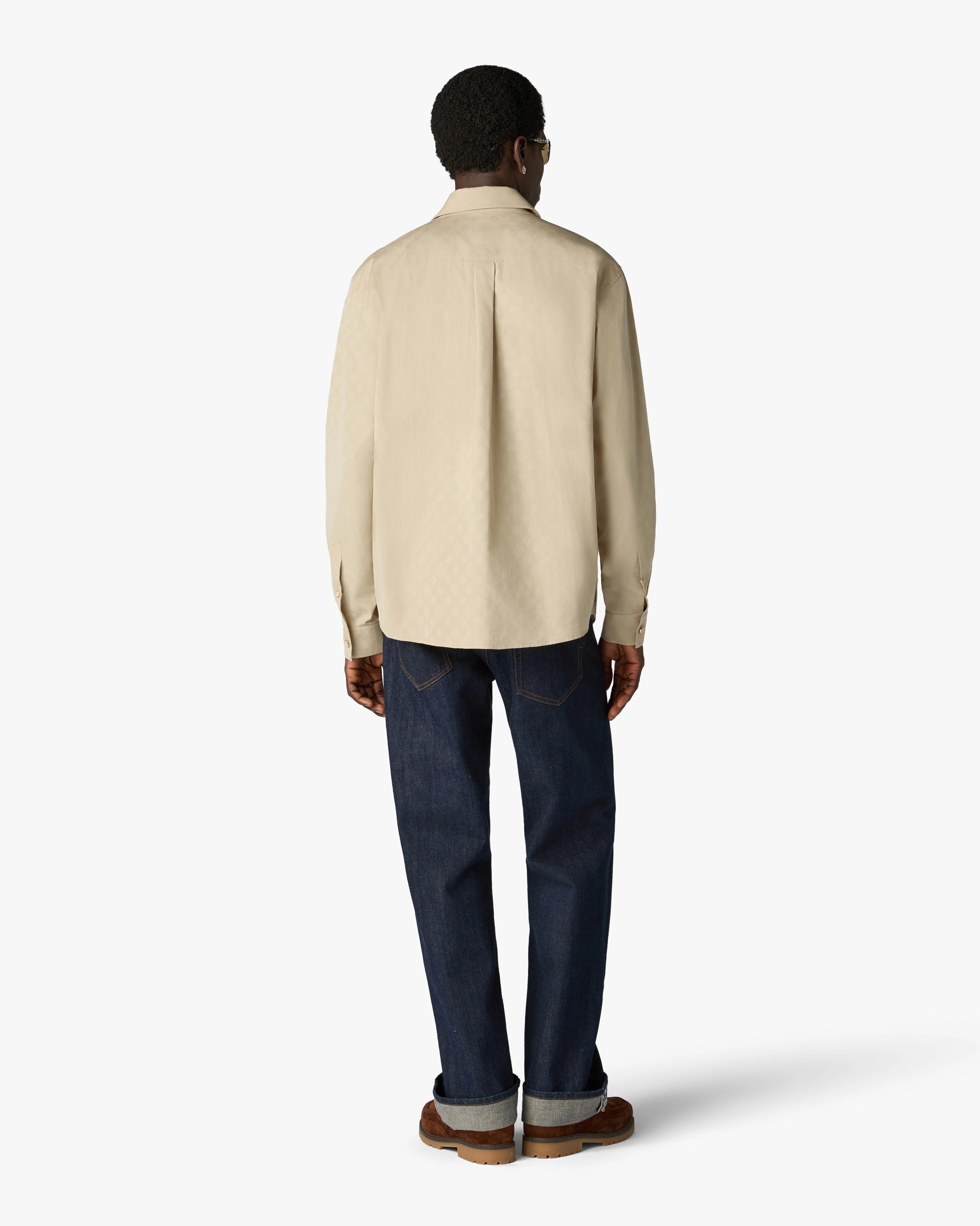 Casablanca Monogram camicia cotone beige manica lunga