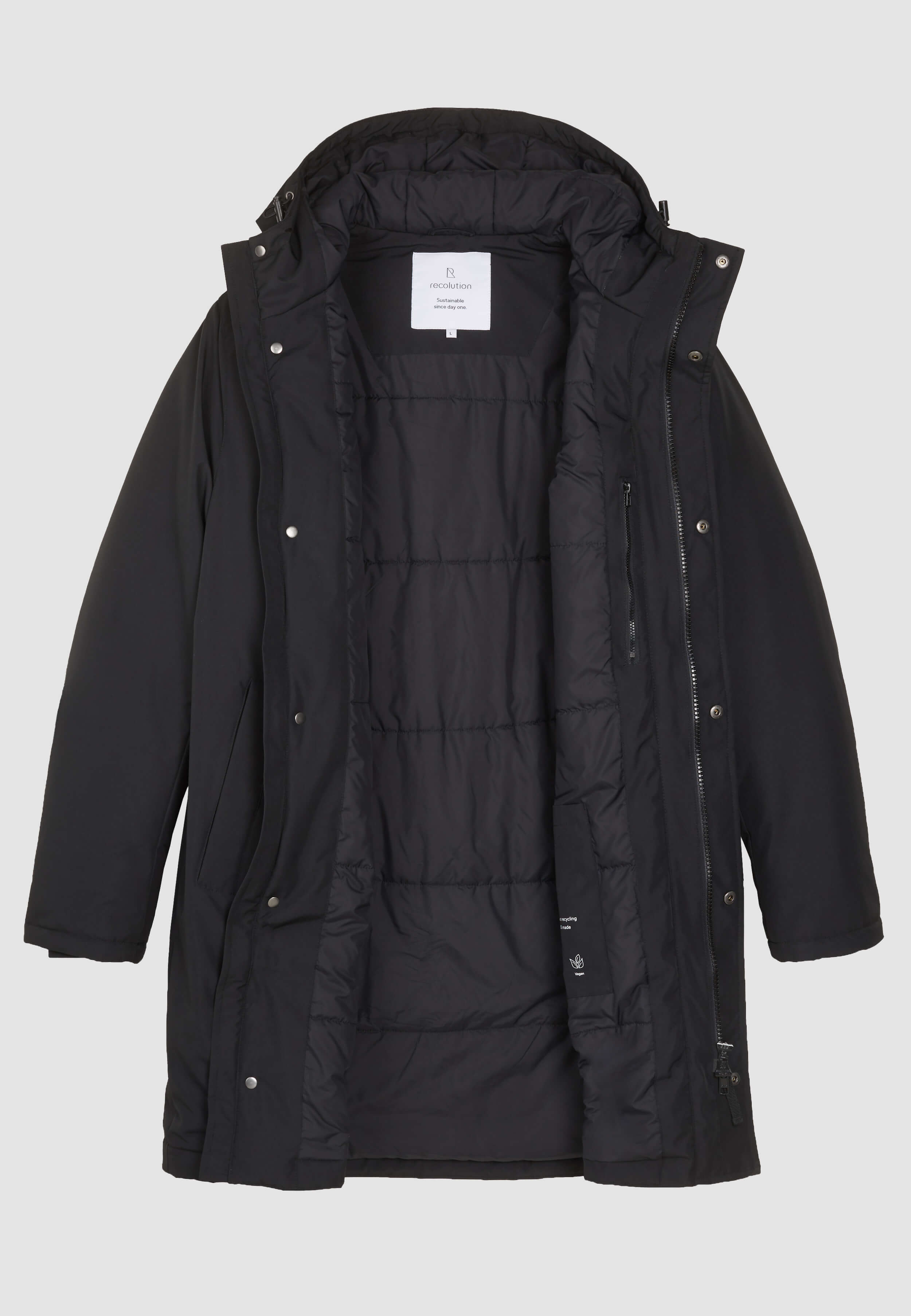 Recolution Teak parka nero poliestere riciclato idrorepellente