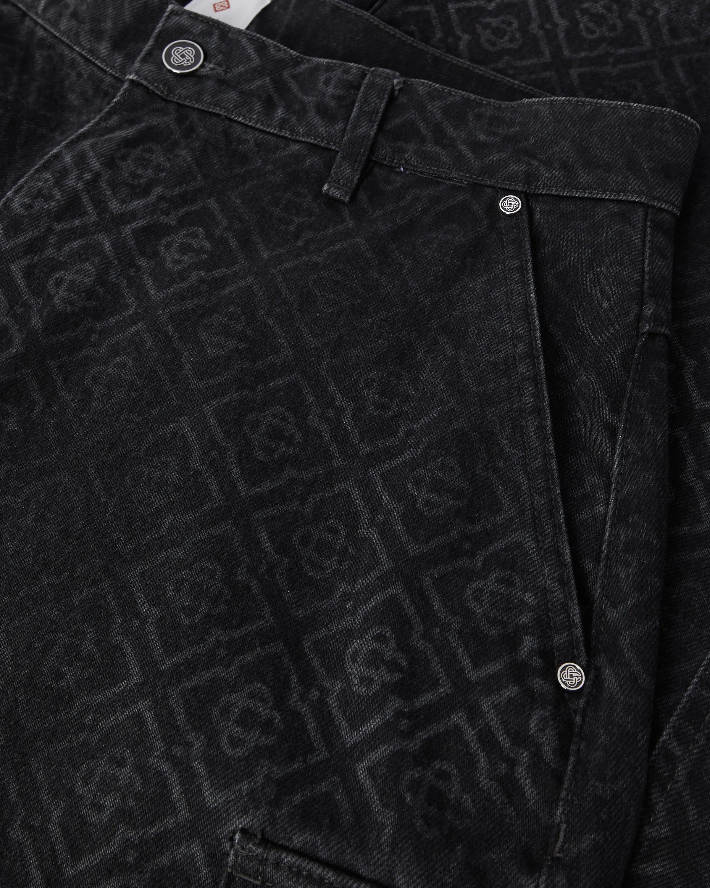 Casablanca Monogram Cargo jeans denim neri cotone