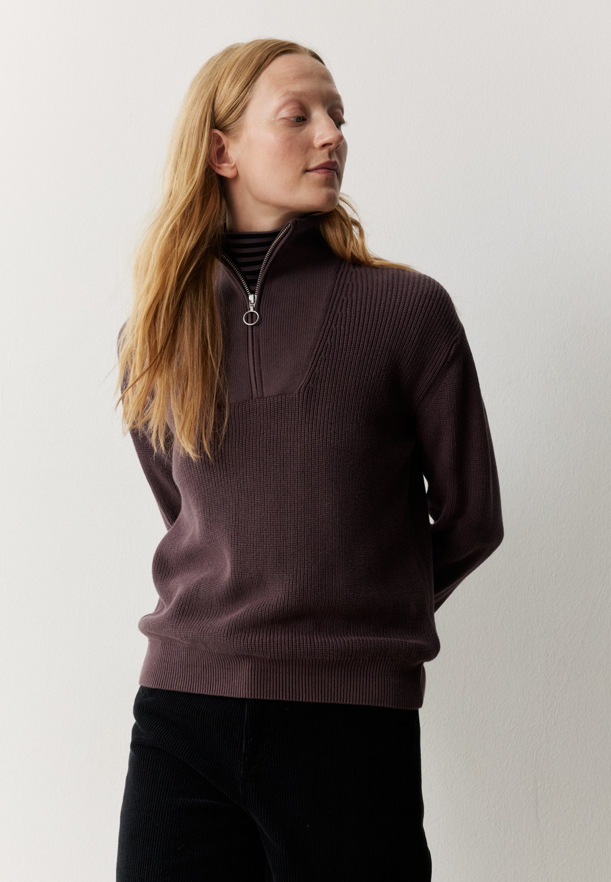 Recolution Nigella maglione zip cotone bio viola