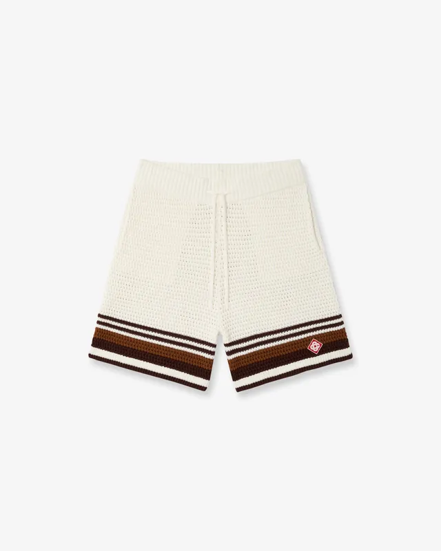 Casablanca Tennis Stripe Shorts Crochet Bianchi Marroni