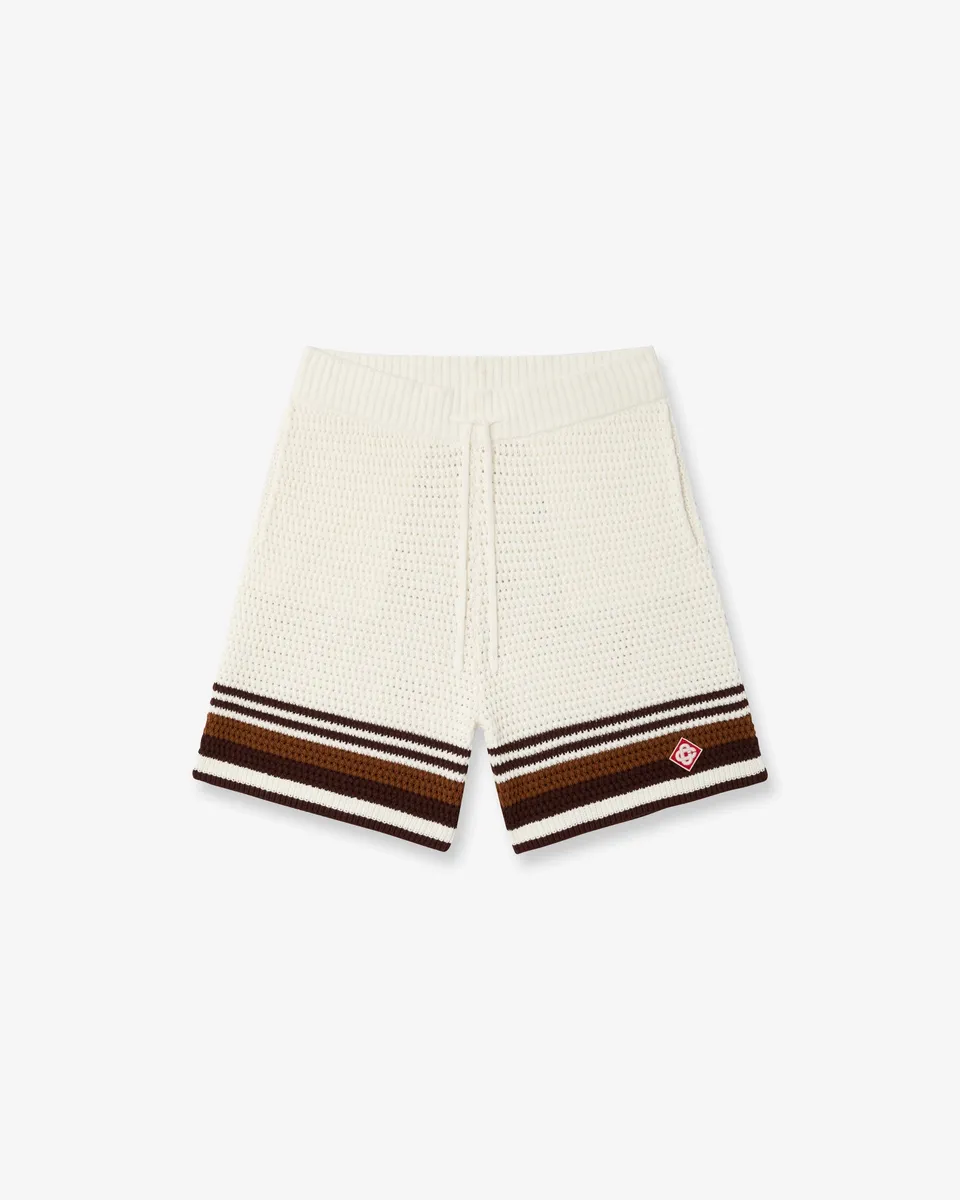 Casablanca Tennis Stripe Shorts Crochet Bianchi Marroni