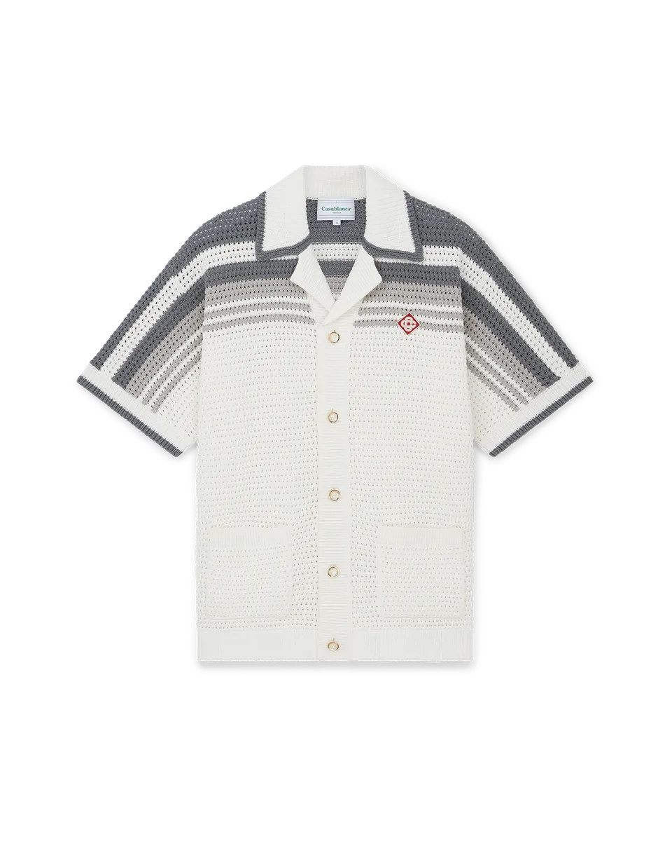 Casablanca Tennis Crochet camicia crochet bianca cotone