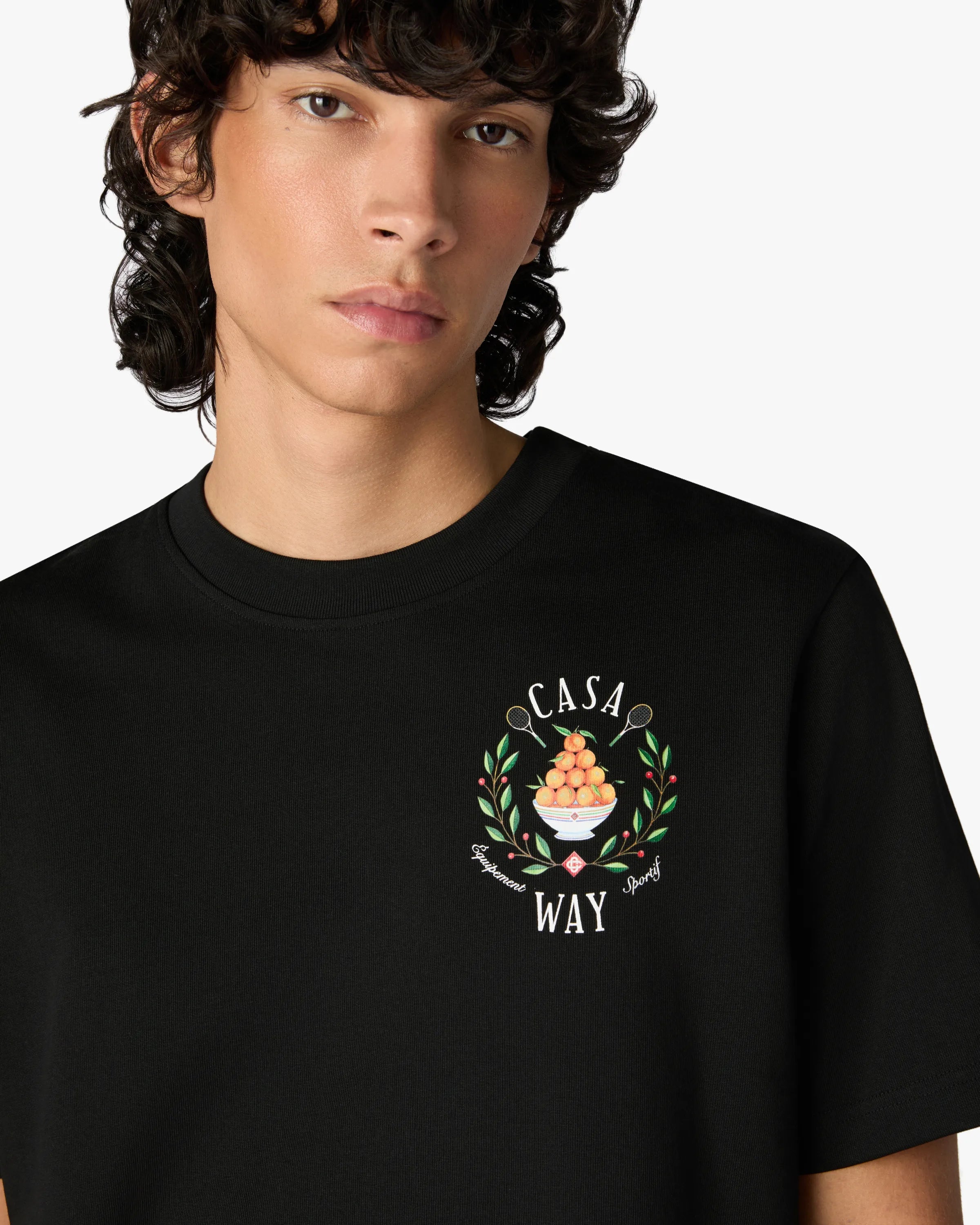 Casablanca Casaway t-shirt uomo nera cotone bio