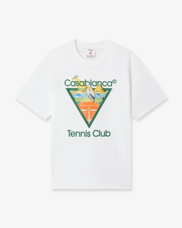 Casablanca Tennis Club Icon Pyramid t-shirt bianca cotone bio
