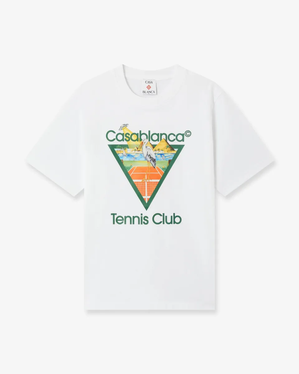 Casablanca Tennis Club Icon Pyramid t-shirt bianca cotone bio