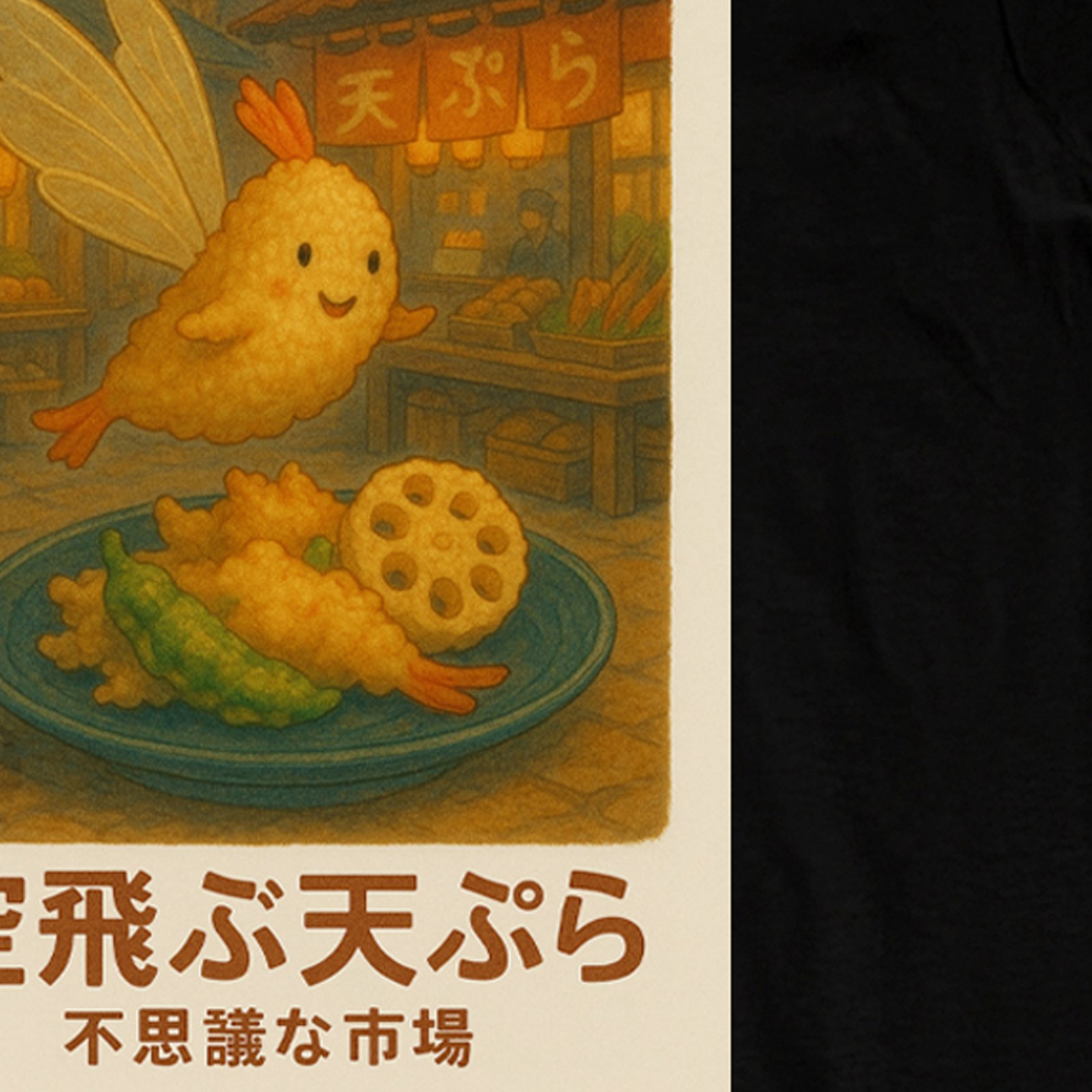 Seetees Tempura volante nel mercato magico t-shirt sushi