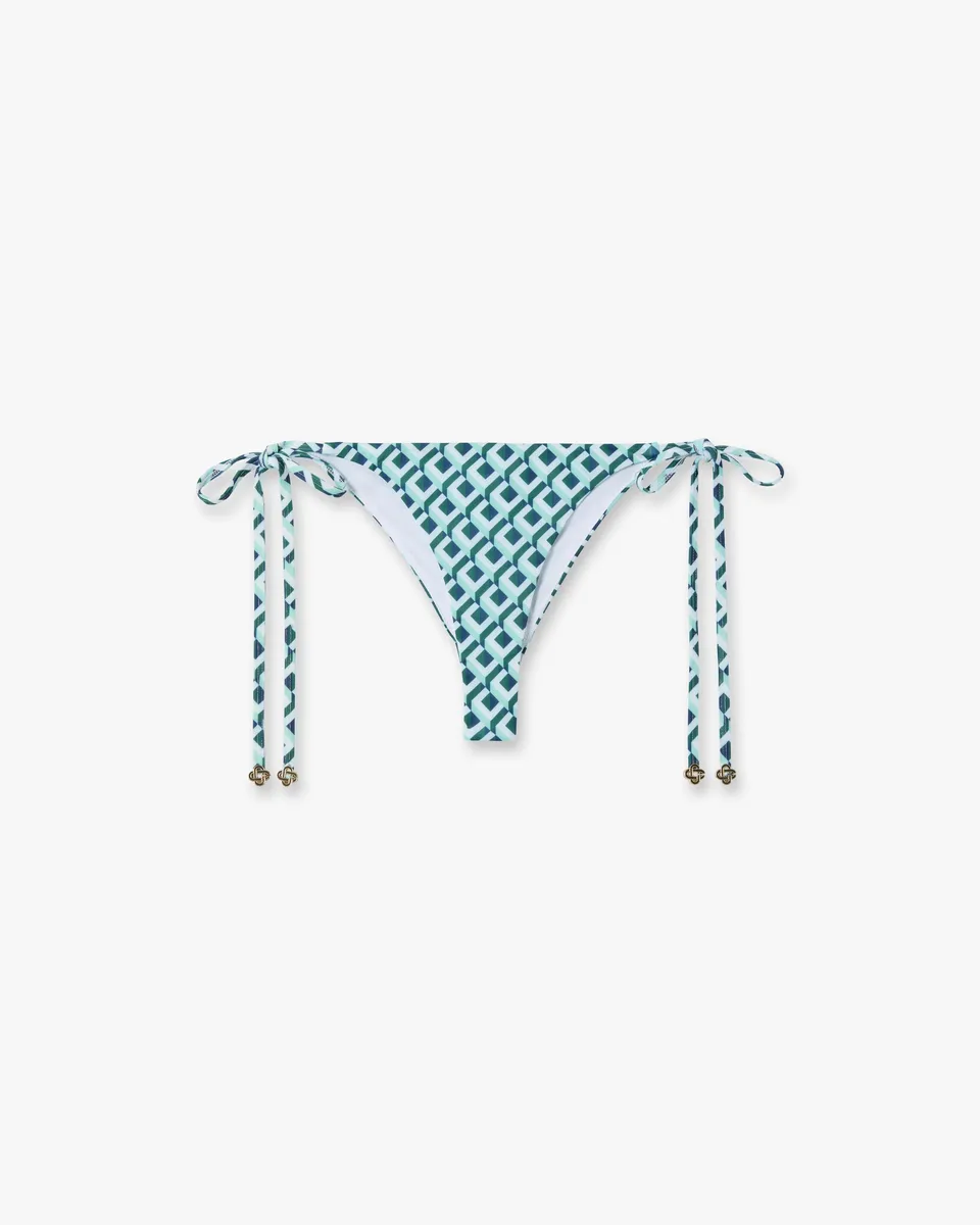 Casablanca Cubist CC Monogram slip bikini verde vita bassa