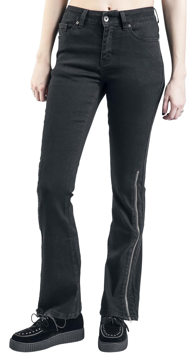 Gothicana by EMP Jeans Boot Cut donna neri 5 tasche