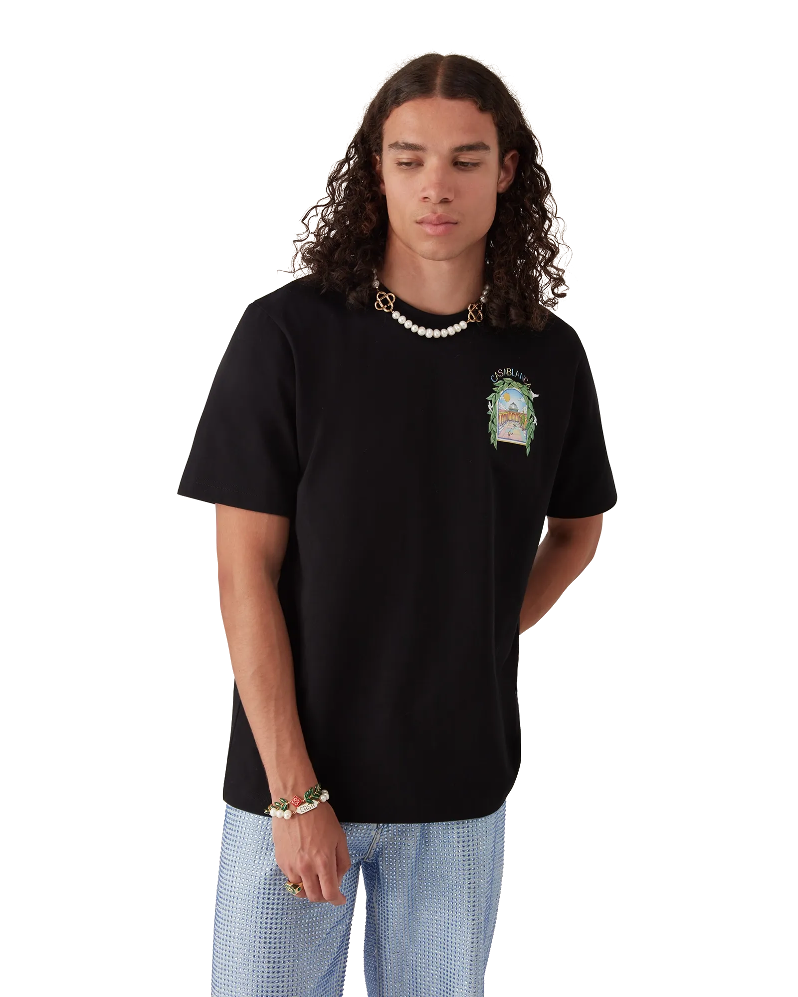Casablanca L'Arche De Tennis t-shirt cotone nera taglia M