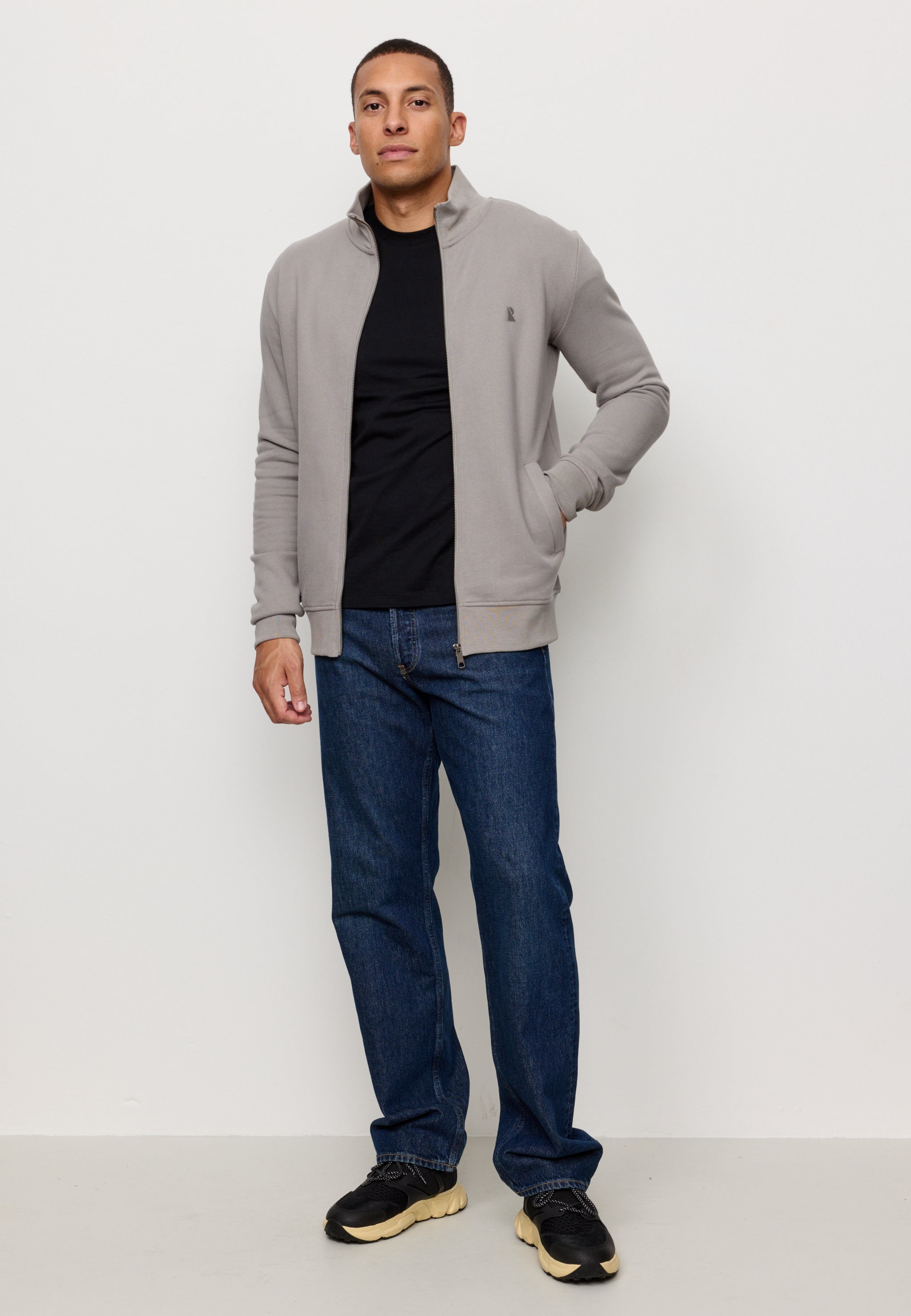Recolution Camphor felpa zip greige cotone bio