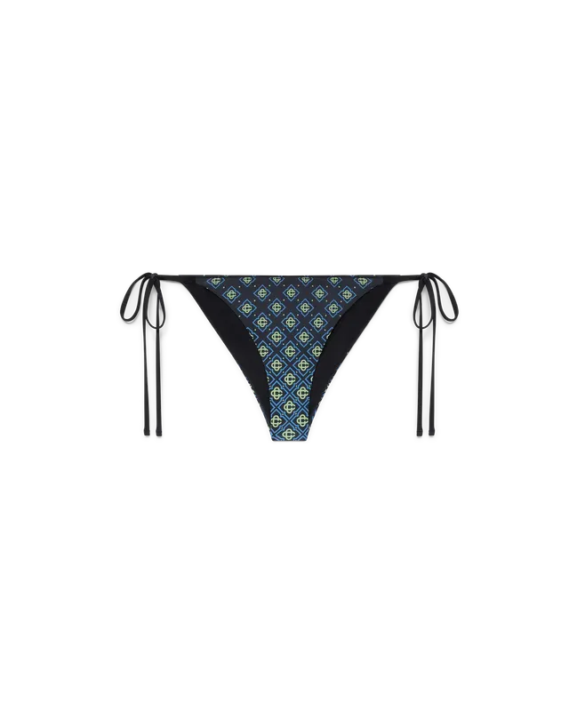 Casablanca Slip Bikini Monogram Nero con Lacci