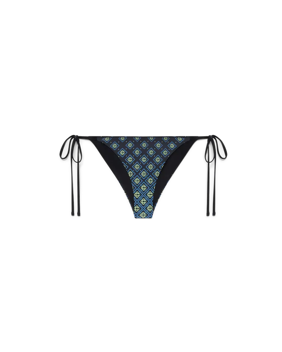 Casablanca Slip Bikini Monogram Nero con Lacci