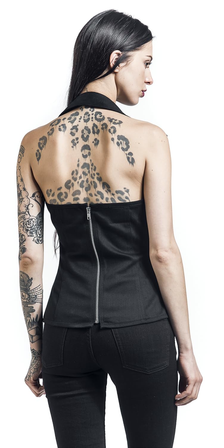 Gothicana by EMP top nero collo alto con lacci taglia XL