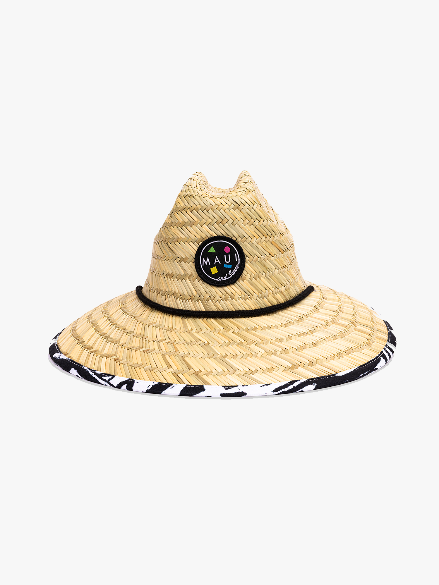 Maui and Sons Block Party cappello paglia nero tesa stampata