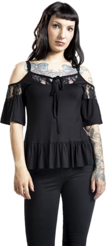 Gothicana by EMP t-shirt donna nera spalle scoperte