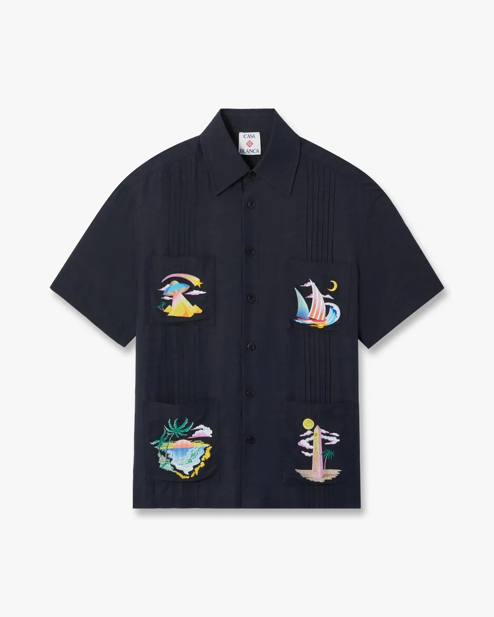 Casablanca Phantasmagoria camicia grigio scuro lino uomo