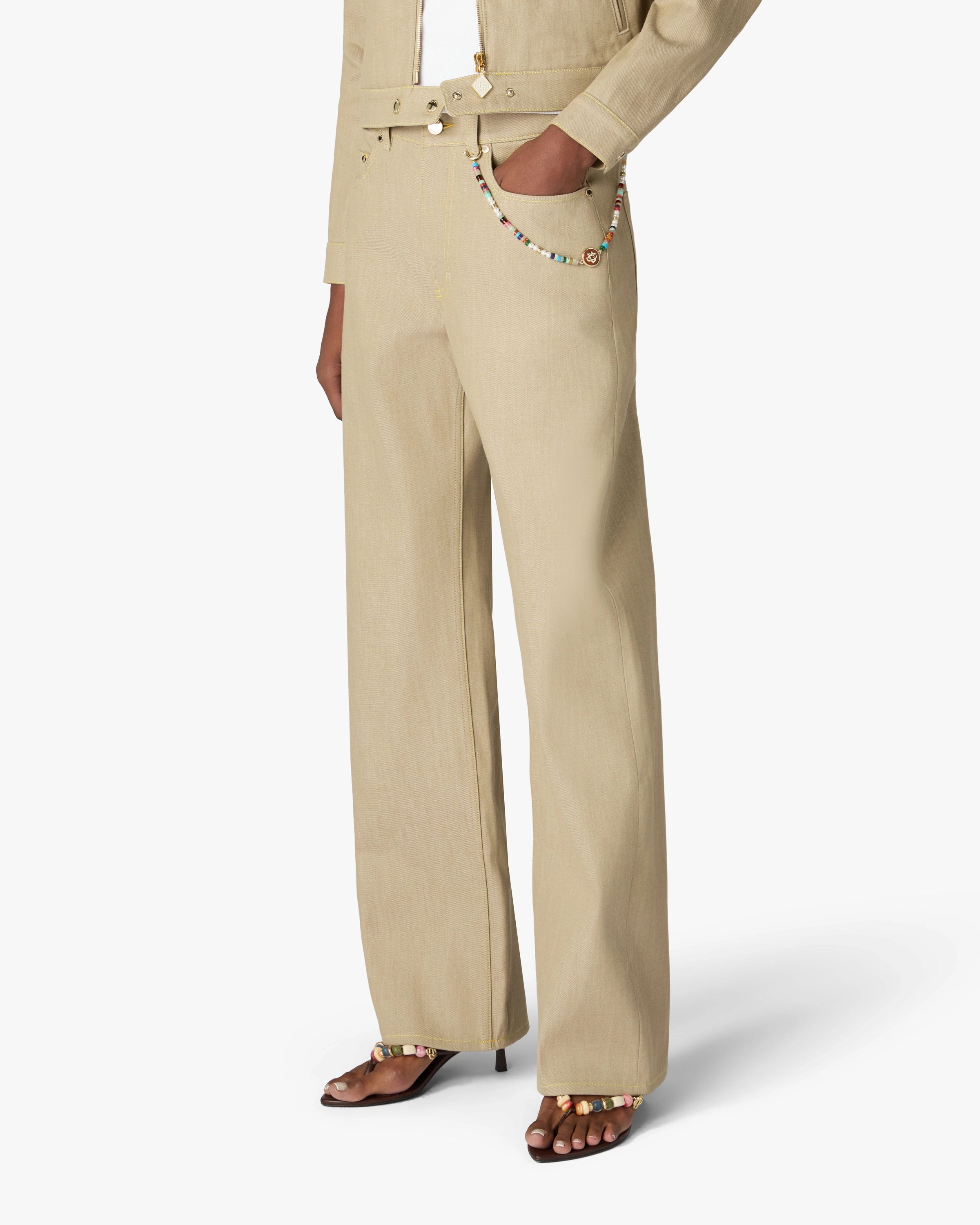 Casablanca Desert Canvas Jeans Donna Beige Cotone