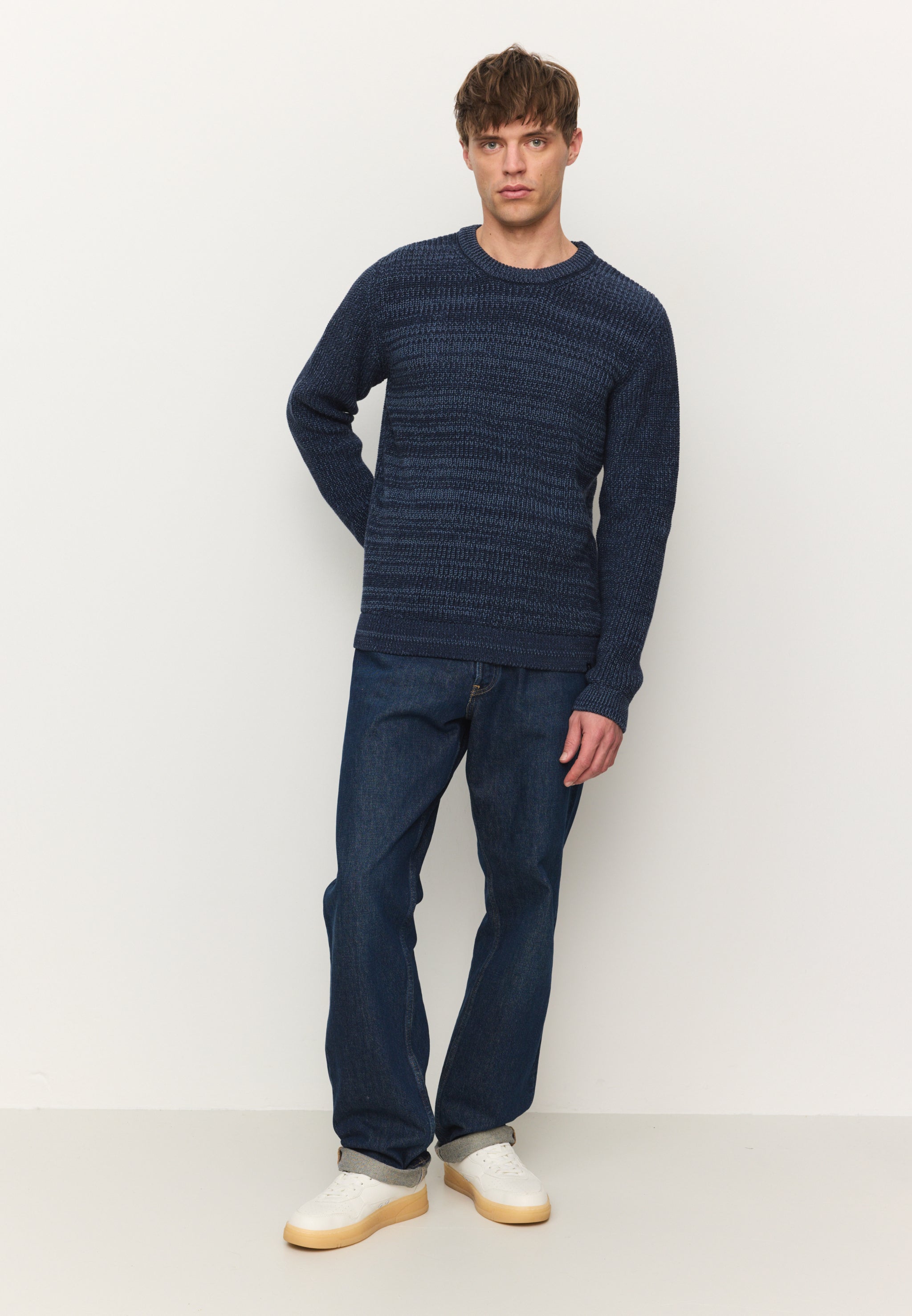 Recolution CRESS maglione blu cotone bio melange