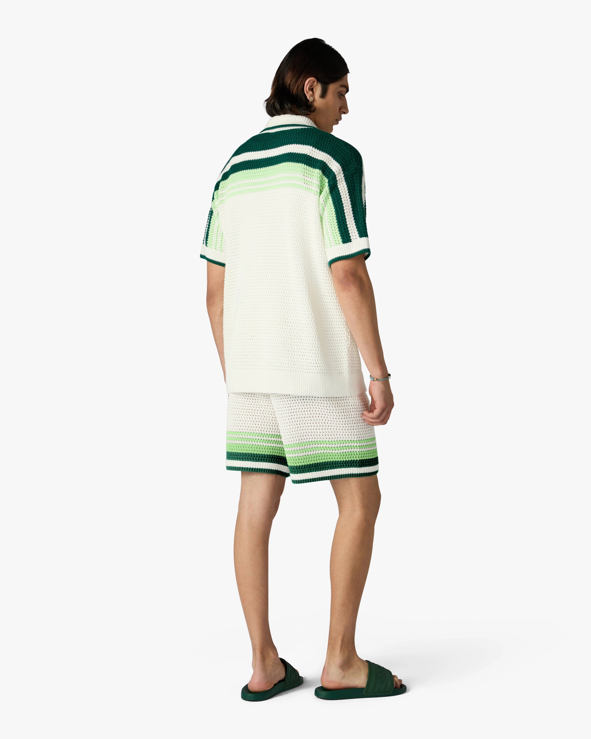 Casablanca Tennis Stripe camicia crochet verde
