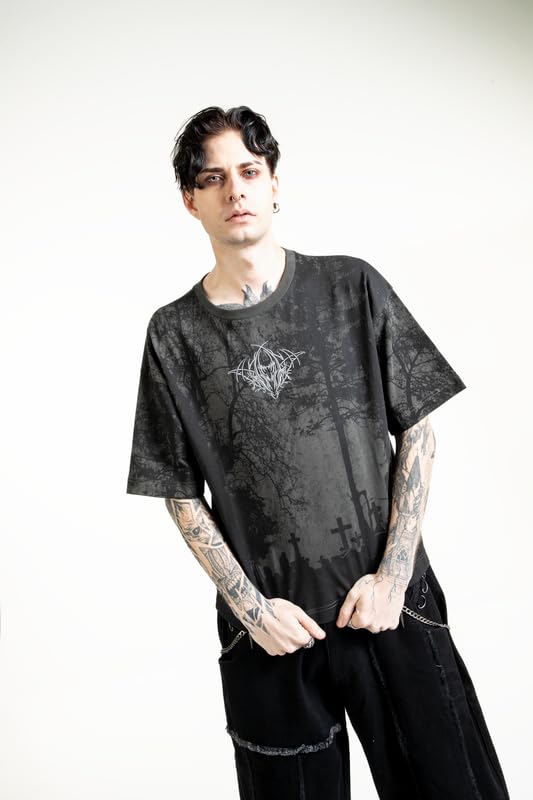 Gothicana by EMP T-Shirt Uomo Grigio Scuro L All-Over