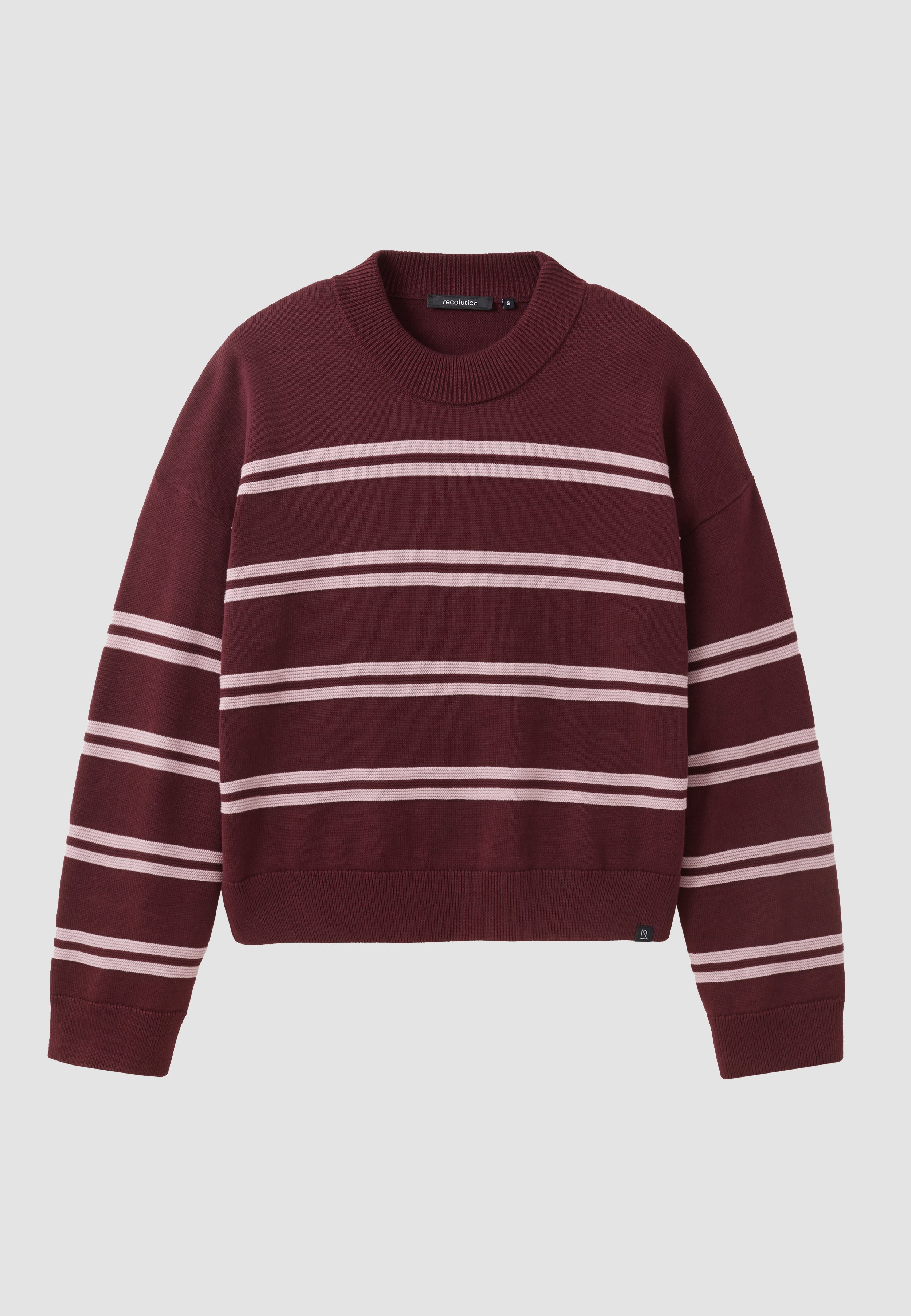 Recolution Gingko Stripes pullover prugna cotone bio