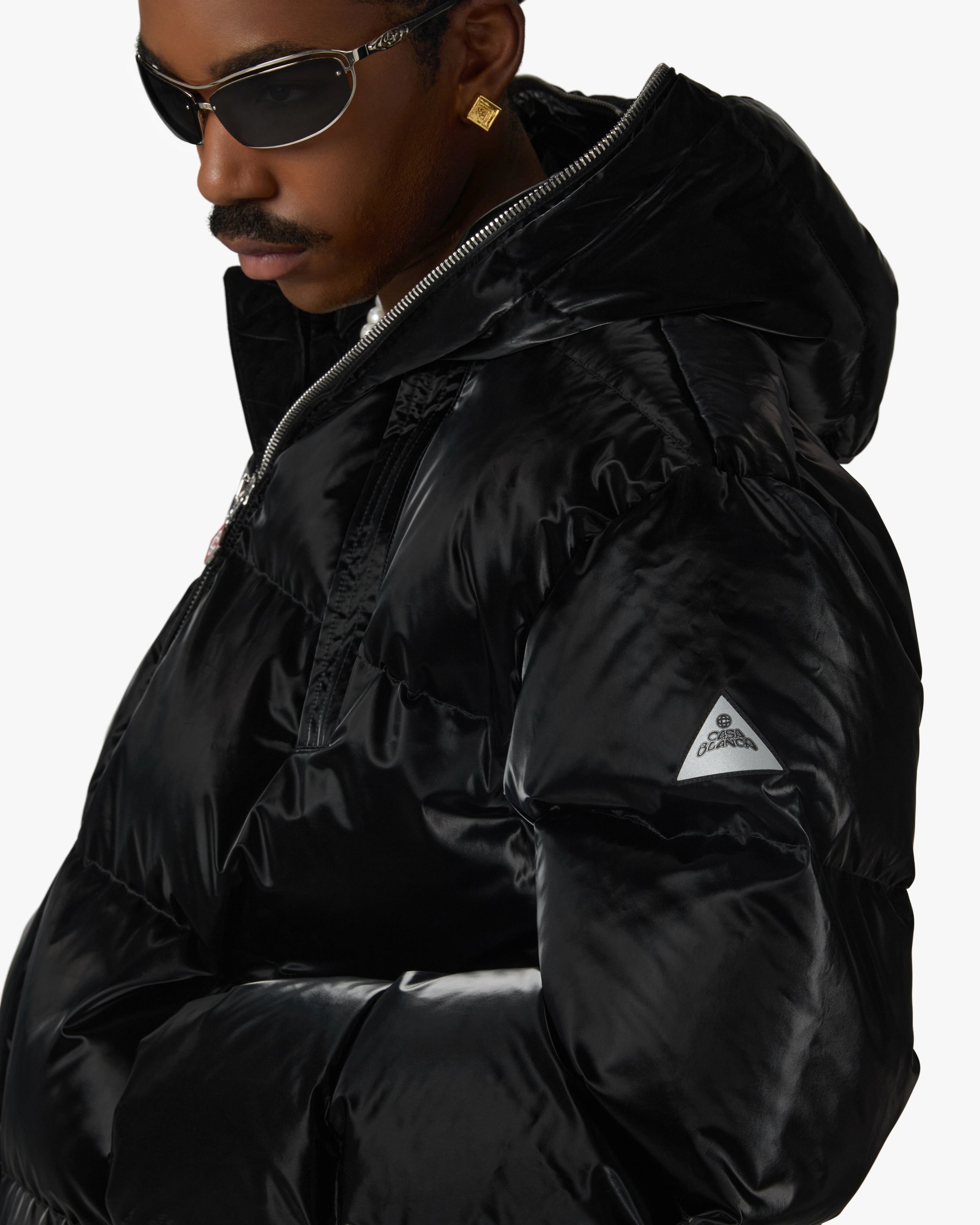 Casablanca puffer nero nylon uomo piuma