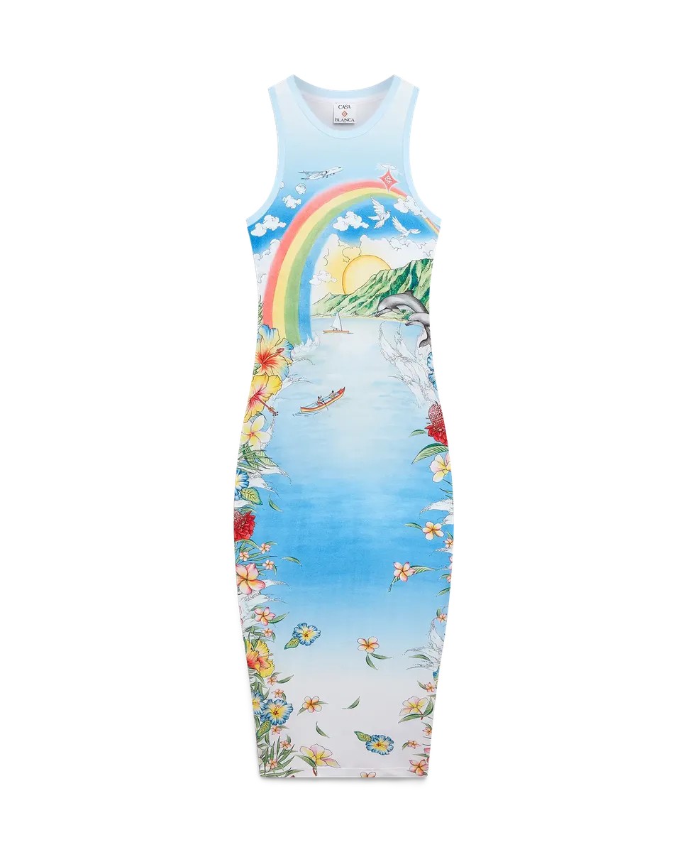 Casablanca Aloha abito maxi multicolore senza maniche